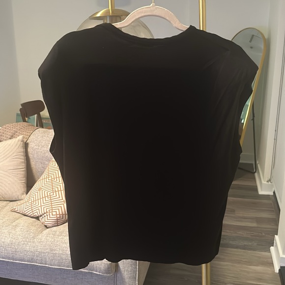 NastyGal Black Muscle tee with padded shoulders, size 4 - Picture 3 of 4